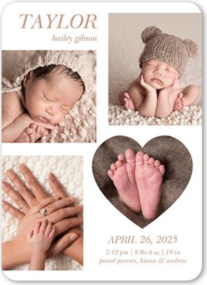 Birth Announcements: Heart Balance Birth Announcement, White, 5X7, Matte, Signature Smooth Cardstock, Rounded