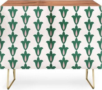 Maritza Lisa Retro Green Floral Pattern Credenza