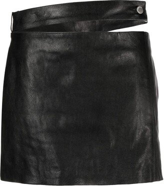 Low-Rise Leather Miniskirt