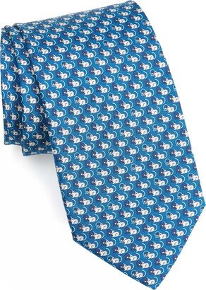 Mouse & Gancio Print Silk Tie