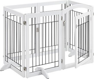 32″ H Pet Gate with Wood and Wire for Doorway White