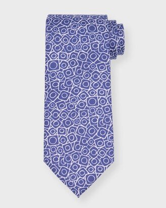 Men's Geometric-Print Silk Tie-AA