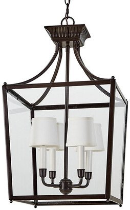 Sheffield 4-Light Chandelier with White Linen Shades