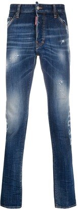 Stenciled-Print Skinny Jeans