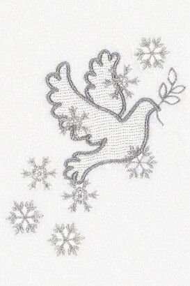 Christmas Dove Embroidered Luxury Turkish Cotton Hand Towel - White