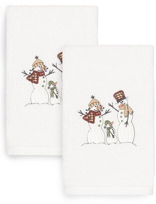 Christmas Snow Family Embroidered Hand Towels - Set of 2