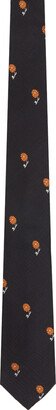 Black POUR HOMME Dot Flower Pattern Tie