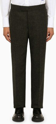 Green wool regular trousers