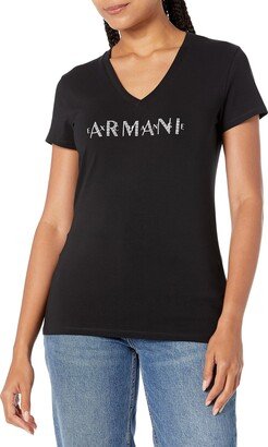 A|X ARMANI EXCHANGE Women's Stretch Cotton V Neck Logo Tee