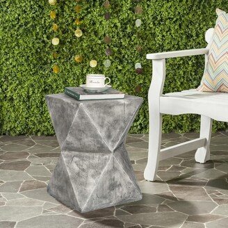 Adeco Concrete Accent End Table Modern Hourglass In-Outdoor Side Table