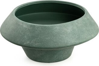 Eternity Modern Canada Elm Decorative Faded Earth Grey Rustic Wabi Sabi Ceramic Centerpiece Bowl - Midnight Green