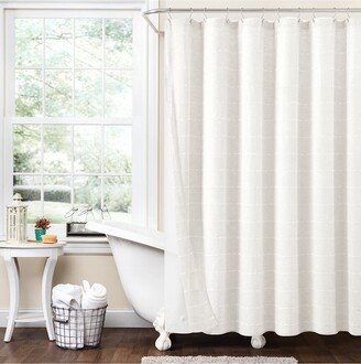 Fashion Farmhouse Textured Sheer With Peva Lining Shower Curtain-AB