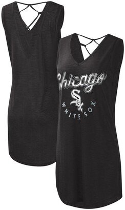 Women's G-iii 4Her by Carl Banks Black Chicago White Sox Game Time Slub Beach V-Neck Cover-Up Dress