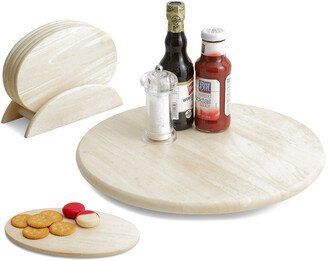 Lazy Susan With 7Pc Oval Board Serving Tray Set-AA