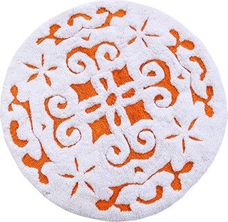 Damask 36 Anti-Skid Cotton Bath Rug - Orange/white