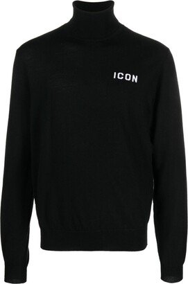 Intarsia-Knit Logo High-Neck Jumper