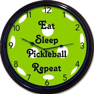 Pickleball Wall Clock, Fun Gift, Players, Paddleball Enthusiasts, Sports Fans, Eat Sleep Repeat Pickleball, Pickleball Flair