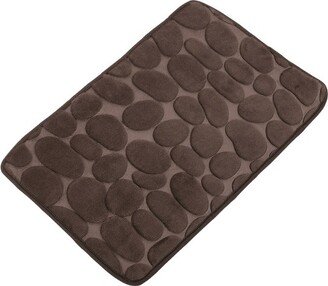 Unique Bargains Cobblestone Pattern Bathroom Rugs Polyester Bath Mat Machine Washable Brown 23.62