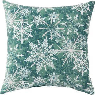 Evergreen Snowflake Holiday Throw Pillow