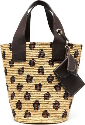 Patterned Straw Tote Bag