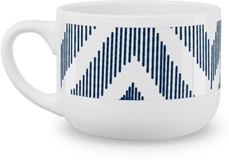 Mugs: Ikat - Navy Latte Mug, White, 25Oz, Blue