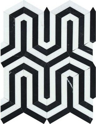 Thassos White Marble Honed Berlinetta Mosaic Tile W/Black