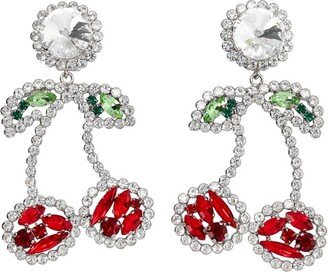 Embellished Cherry Charm Earrings