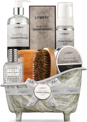 Lovery Premium Bath and Body Beauty Basket, Rosemary Peppermint Home Spa Set