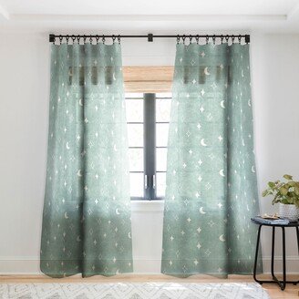 1-piece Sheer Moon And Stars Surf Blue Made-to-Order Curtain Panel