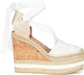 Ankle Tie-Fastening Wedge Espadrilles