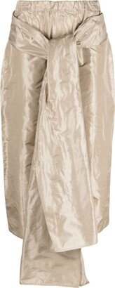 Knot-Detail Silk Midi Skirt