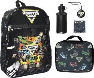 Monster Jam Megladon Grave Digger Max-d Monster Trucks Backpack Lunch Bag Water Bottle Ice Pack 5 Piece Mega Set