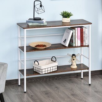 HomCom 3-Tier Industrial Style Storage Metal Wooden Shelf with a Robust Multi-Functional Design & Adjustable Feet