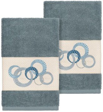 Annabelle Embellished Hand Towel - Set of 2 - Teal