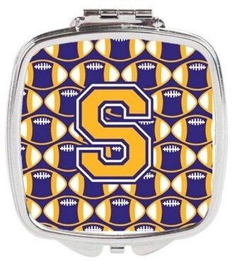 CJ1064-SSCM Letter S Football Purple & Gold Compact Mirror