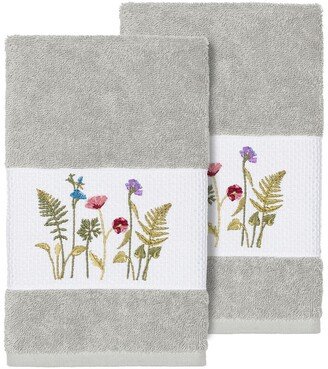 Serenity Embellished Hand Towel - Set of 2 - Light Grey