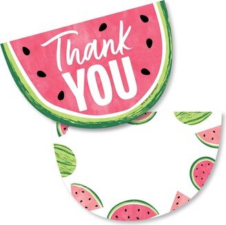 Big Dot Of Happiness Sweet Watermelon - Fruit Party Shaped Thank You Cards with Envelopes - 12 Ct