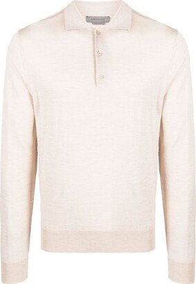 Fine-Knit Long-Sleeve Polo Shirt