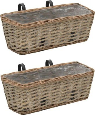 Balcony Planter 2 pcs Wicker with Pe Lining 15.7