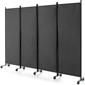 4-Panel Folding Room Divider 6 Feet Rolling Privacy Screen with Lockable Wheels - 89 x 12 x 68