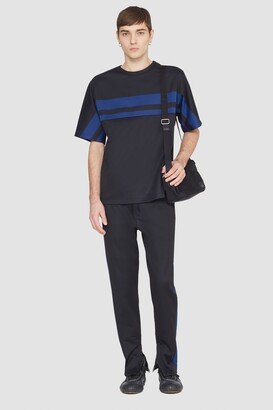 Short Sleeve Stripe Ponte T-Shirt in BLK MULTI