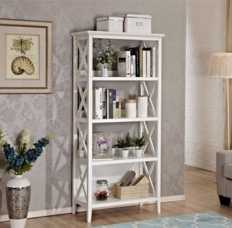 TOSWIN Contemporary 67'' Bookshelf, with Four Separator & Sturdy Solid Frame Bookcase, MDF Panel, Unique X Shaped Design Fence