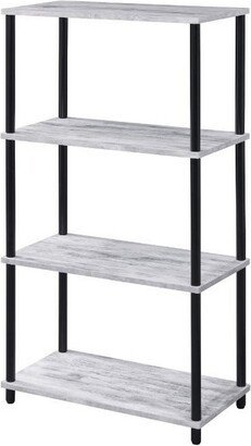 4 Tier Design Bookshelf with Metal Tubular Legs, Antique White