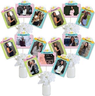 Colorful Baby Shower - Gender Neutral Party Picture Centerpiece Sticks Photo Table Toppers 15 Pieces