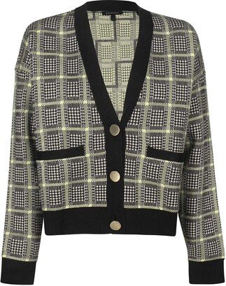 PRINCE-OF-WALES PRINT KNIT Cardigan