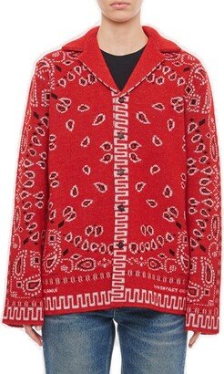 Bandana Intarsia Button-Up Cardigan