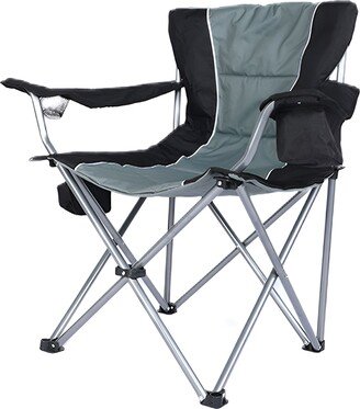 CoolArea Oversized Camping Folding Chair with Cup Holder, Side Cooler Bag, Heavy Duty Steel Frame Fully P Added Quad Armchair