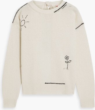 Open-back embellished cashmere sweater