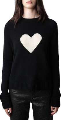Lili Intarsia Heart Cashmere Crewneck Sweater