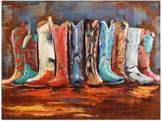 Empire Art Cowboy's Boots Mixed Media Iron Hand Painted Dimensional Wall Art, 30 x 40 x 2.4